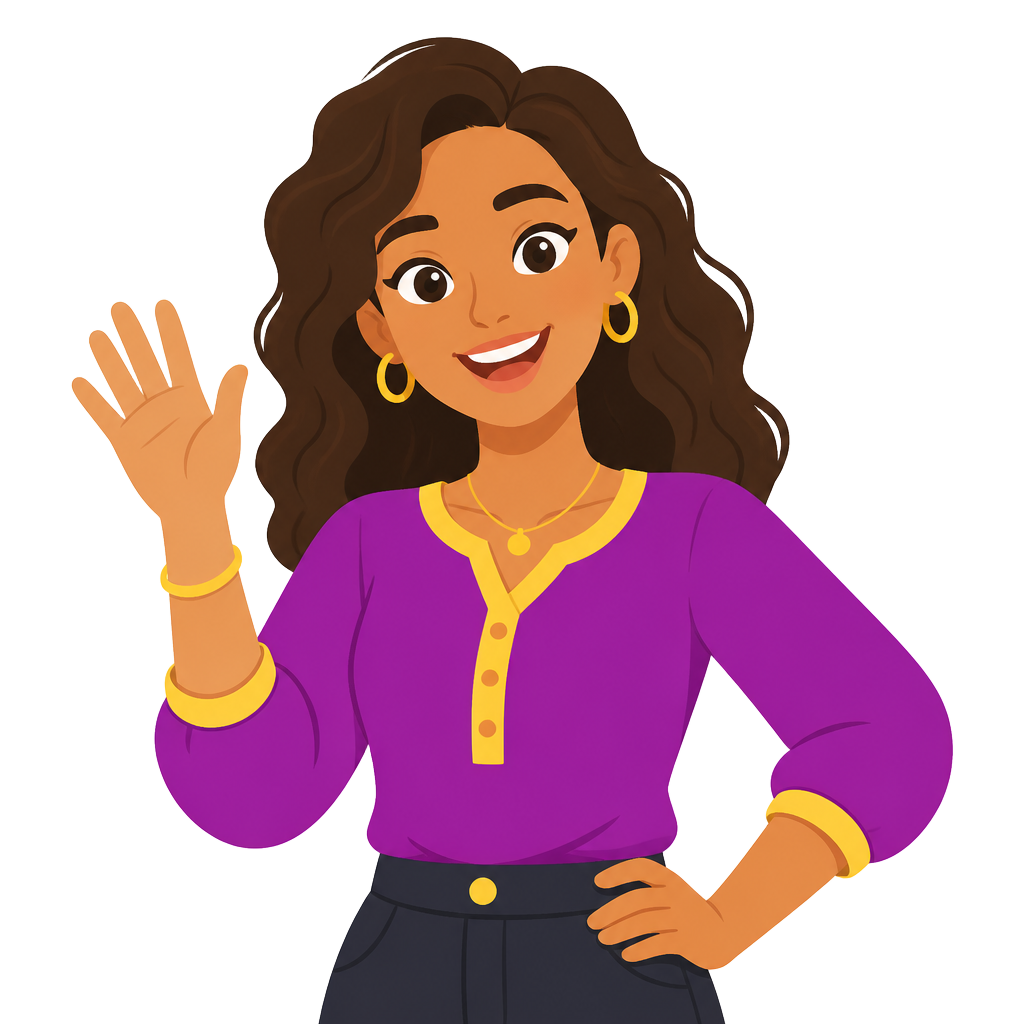 Ilustração de mulher sorridente acenando